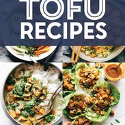 Easy tofu recipes in a collage.
