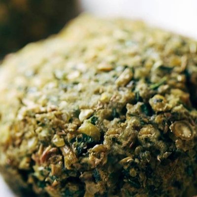 Baked Falafel on a sheet pan.