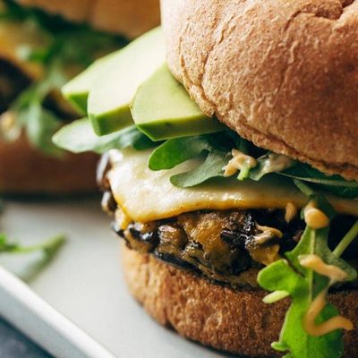 Wild Rice Burgers on serving platter.