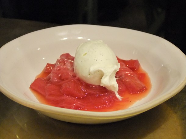 Rhubarb and vanilla ice cream at Barbecoa