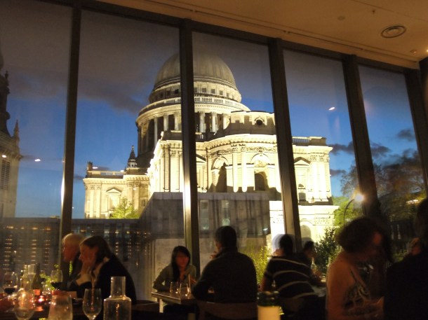 St Paul's Cathedral at night as seen from Barbecoa