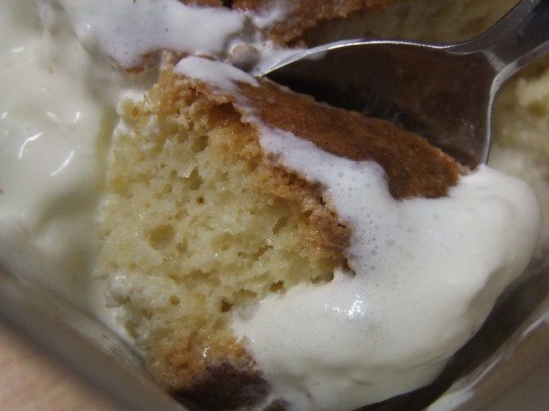 Tre leche cake at Benito's Hat close up