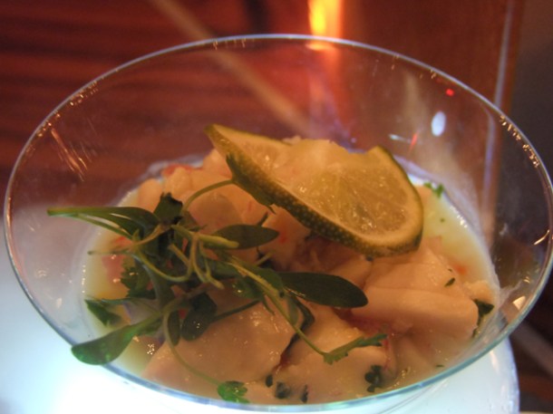 close up of a ceviche at Fleur