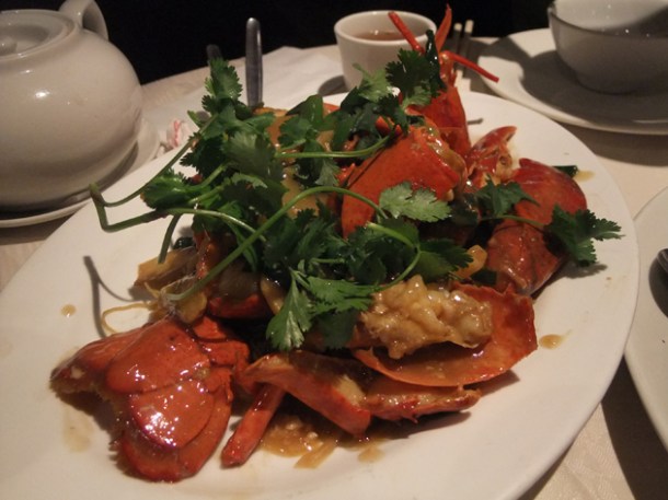 spring onion and ginger baked lobster with noodles at Young Cheng