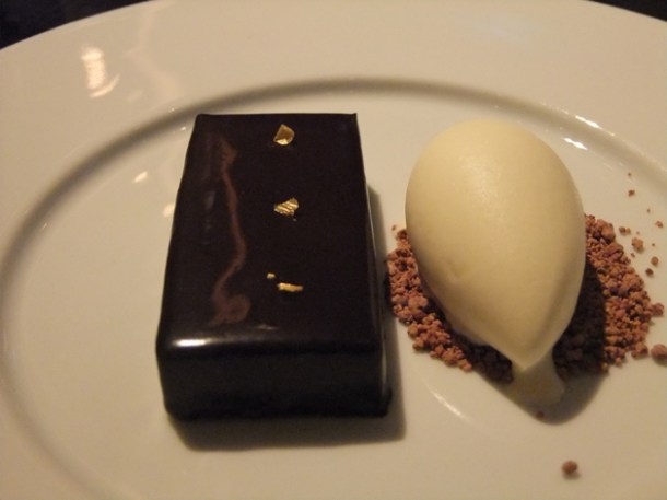 chocolate bar with ginger ice cream at Dinner by Heston Blumenthal chocolate bar with ginger ice cream at dinner by heston blumenthal