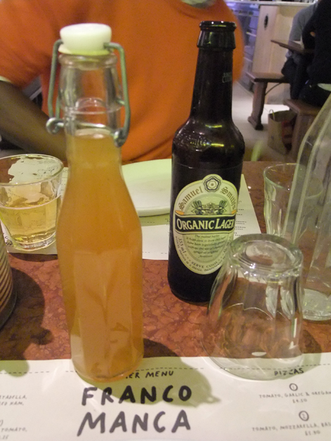 lemonade and beer at Franco Manca Chiswick lemonade and beer at franco manca chiswick