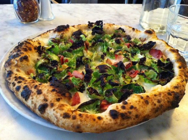 brussel sprouts and smoked pancetta pizza at Motorino brussel sprouts and smoked pancetta pizza at motorino