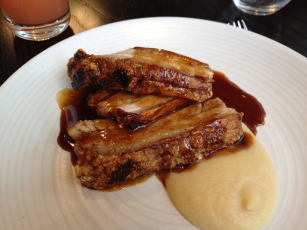 pork belly at bread street kitchen