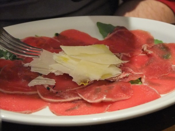 beef carpaccio at About Thyme wafer thin beef at about thyme