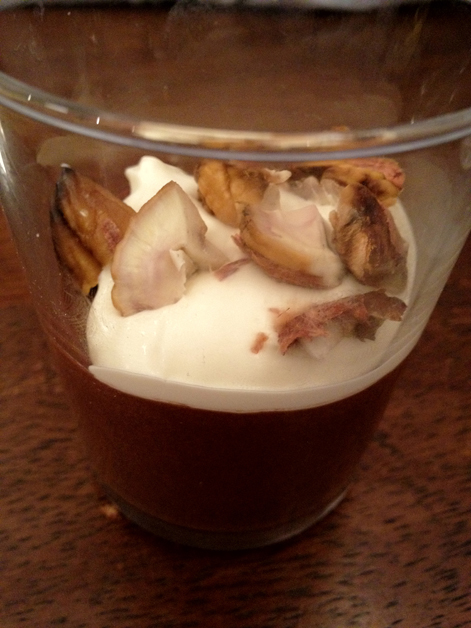 chocolate mousse and creme fraiche with walnuts at Duck Soup chocolate mousse and creme fraiche with walnuts at duck soup