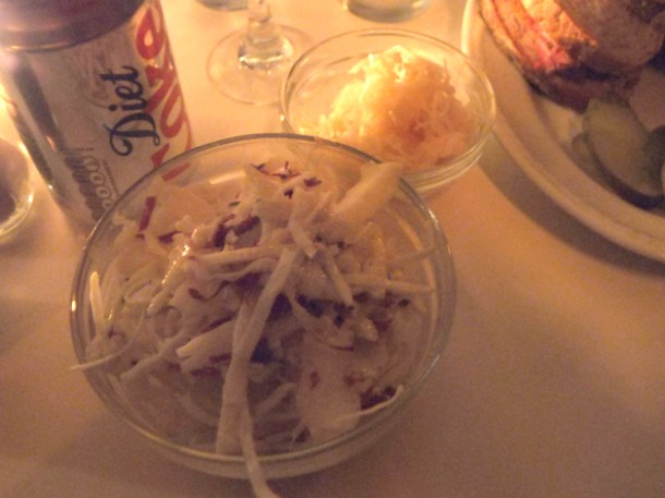sauerkraut and cauliflower and caraway slaw at Mishkin's sauerkraut and cauliflower and caraway slaw at mishkin's