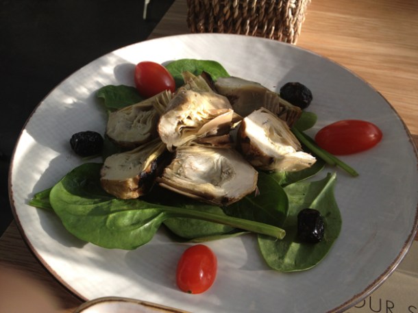 artichokes at Obika Canary Wharf artichokes at obika canary wharf