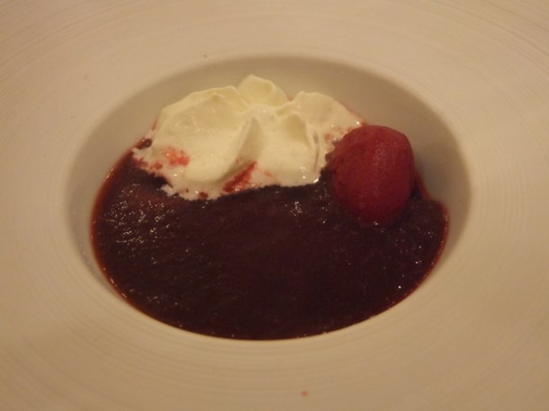 beetroot soup amuse bouche at Morgan M beetroot soup amuse bouche at morgan m