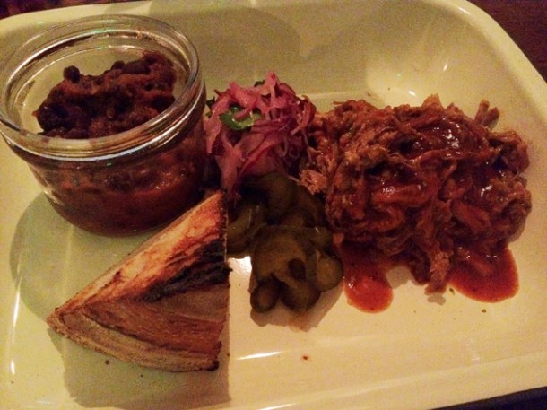 pulled pork at Pitt Cue Soho pulled pork at pittcue soho