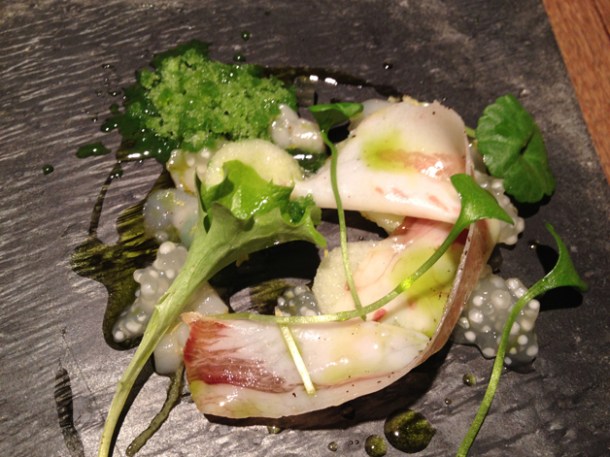 scallops and lardo crudo at Tom Aikens scallops and lardo crudo at tom aikens