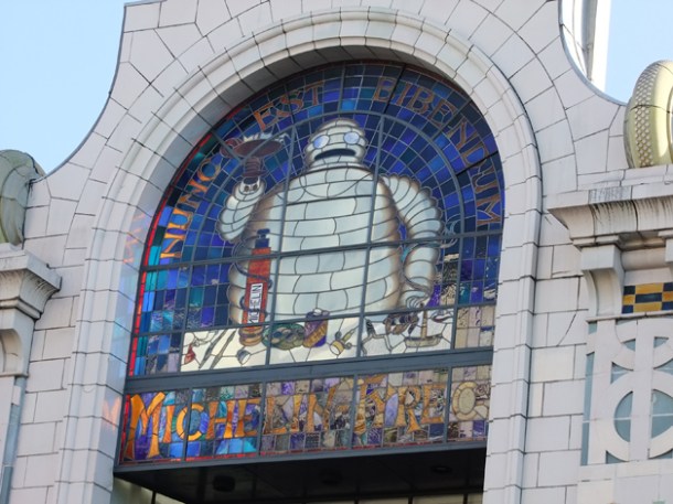 Bibendum exterior stained glass window bibendum exterior stained glass window