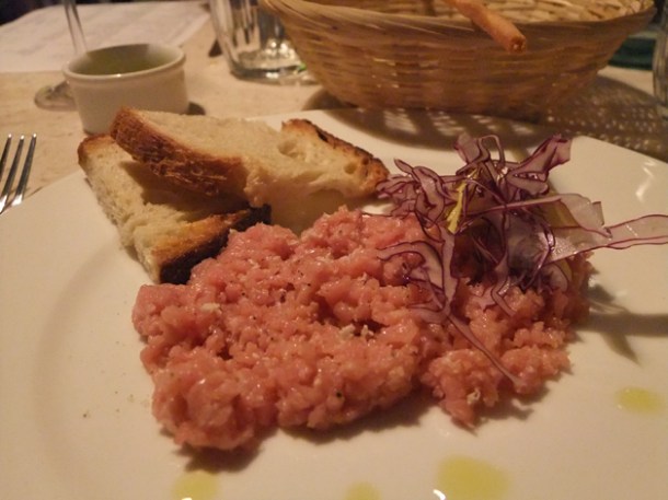 hand chopped veal at Mele e Pere hand chopped veal at mele e pere