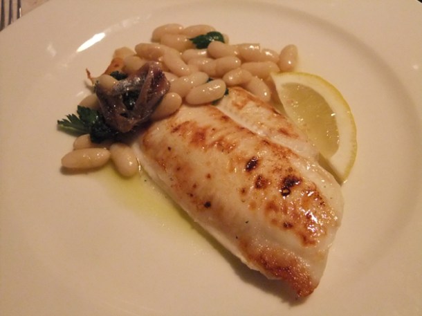 plaice a la plancha with beans at Mele e Pere plaice a la plancha with beans at mele e pere