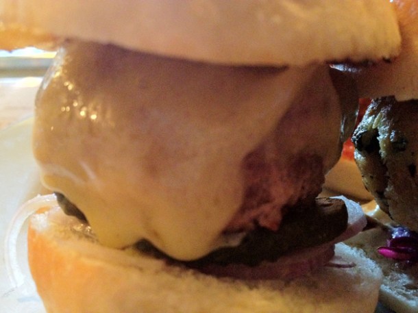 ground beef and bone marrow mini burger at Spuntino ground beef and bone marrow slider at spuntino
