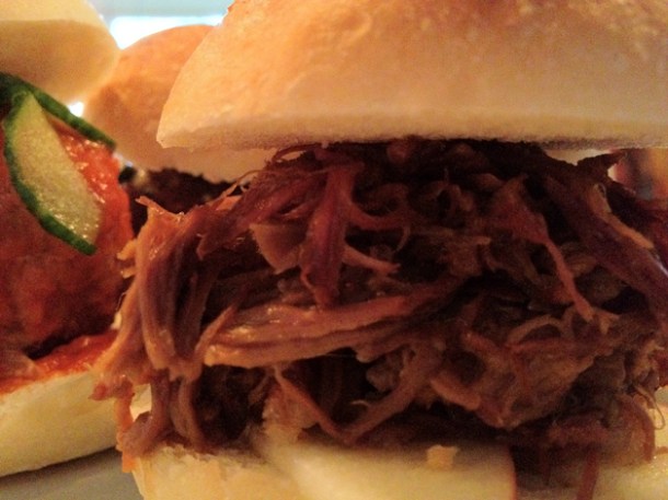 pulled pork mini burger at Spuntino pulled pork slider at Spuntino