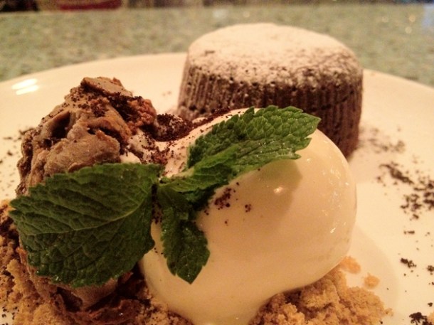 chocolate fondant with mole ice cream at La Bodega Negra chocolate fondant with mole ice cream at la bodega negra