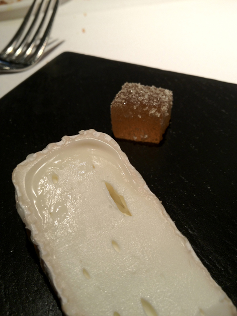 goat's cheese with honey compote at Cinc Sentits goat's cheese with honey compote at cinc sentits