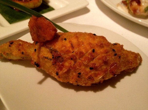 Kumro Phool Bhaja fried courgette flower at Moti Mahal London kumro phool bhaja fried courgette flower at moti mahal covent garden