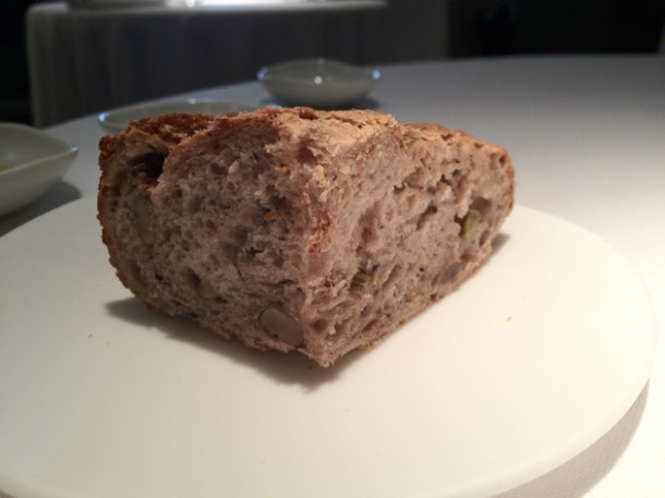 olive and walnut bread at Cinc Sentits olive and walnut bread at cinc sentits