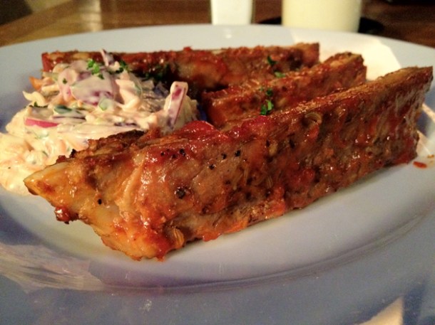 barbecue ribs with buttermilk coleslaw at The Old Dairy barbecue ribs with buttermilk coleslaw at the old dairy