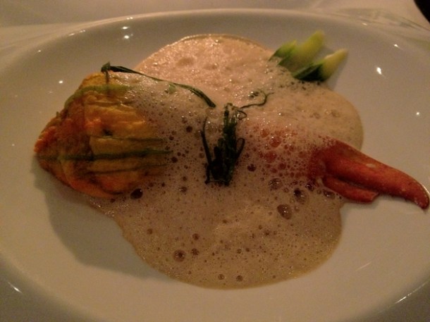 courgette flower stuffed with lobster at Patterson's courgette flower stuffed with lobster at pattersons
