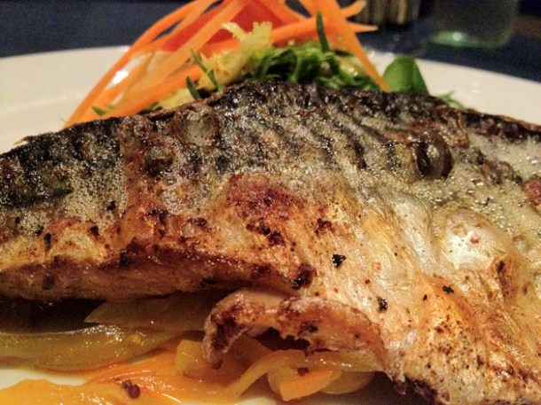 grilled mackerel and pickled vegetables at Chez Liline grilled mackerel and pickled vegetables at chez liline