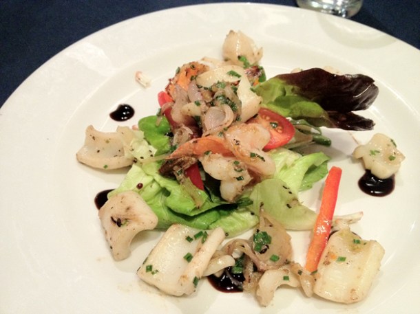 grilled squid and prawn salad at Chez Liline grilled squid and shrimp salad at chez liline