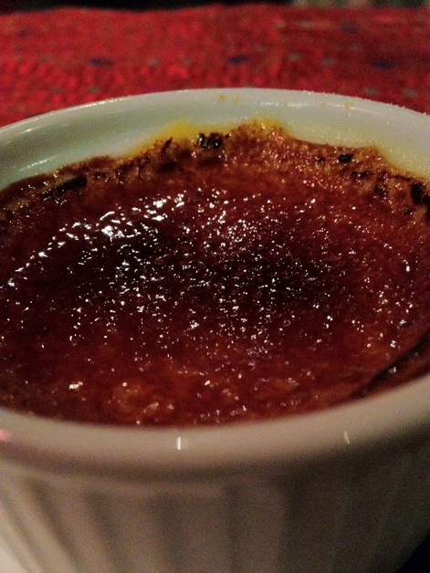 mango and cardamom creme brulee at carom