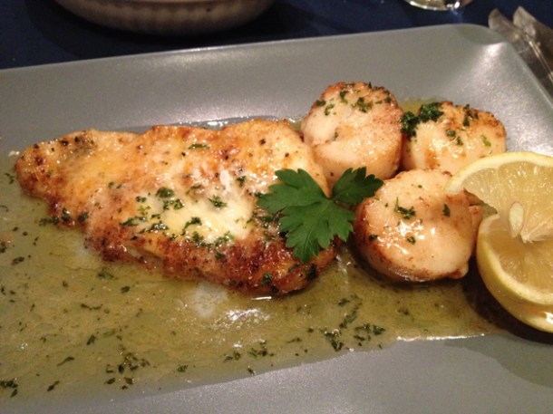 turbot and scallops in butter sauce at Chez Liline turbot and scallops in butter sauce at chez liline