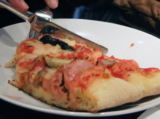 Capricciosa pizza at Princi ham, olive and artichoke pizza at princi