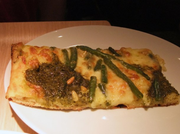 runner bean and pesto pizza at Princi runner bean and pesto pizza at princi