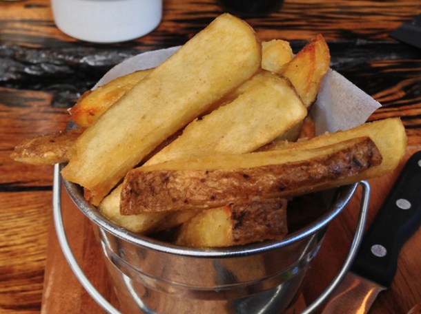 salt horseradish chips at Burger Breakout Old Crown salt horseradish chips at burger breakout new oxford street