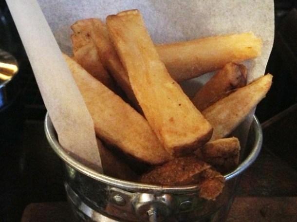 salt horseradish chips at Burger Breakout salt horseradish chips at burger breakout at the old crown