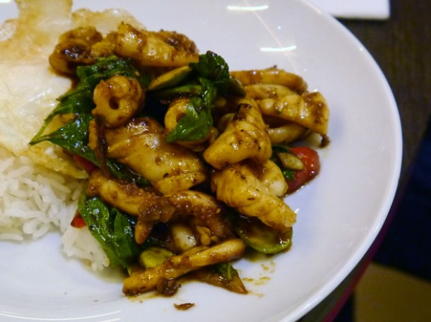 stir fried squid with shrimp paste at Naamyaa Cafe stir fried squid with shrimp paste at naamyaa cafe