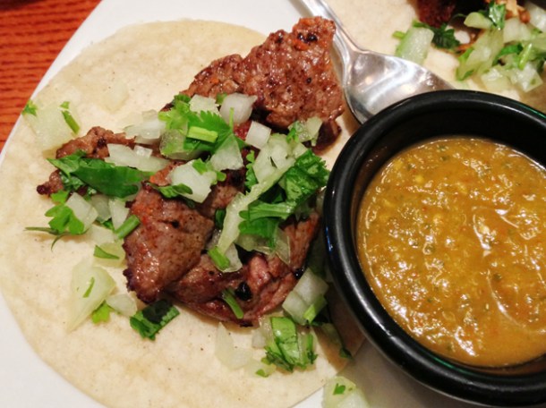 beef taco at la perla