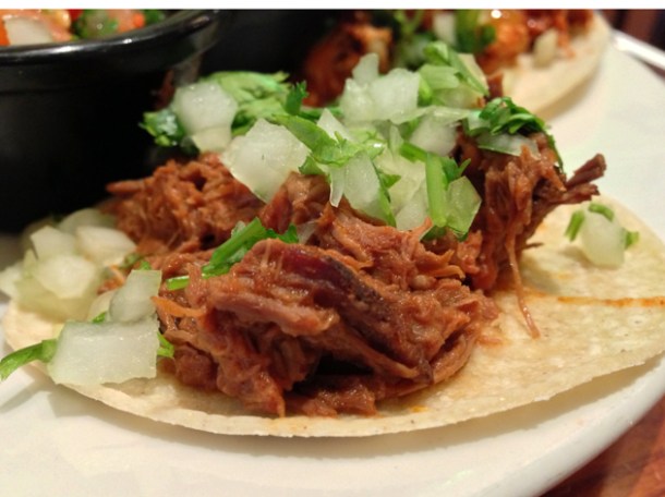 duck taco at la perla