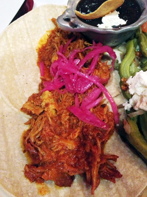 pork pibil tacos at mestizo