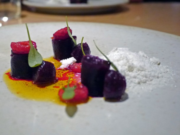 raspberry, beetroot and horseradish snow at story