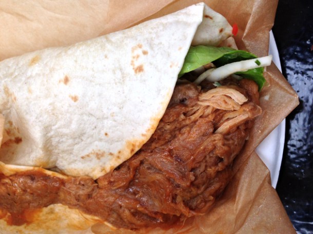 Asian pulled pork wrap at the joint