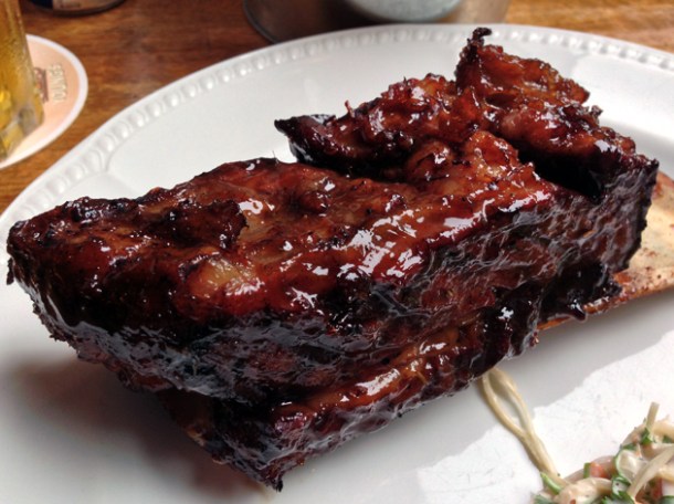 beef short rib at bbq whiskey beer