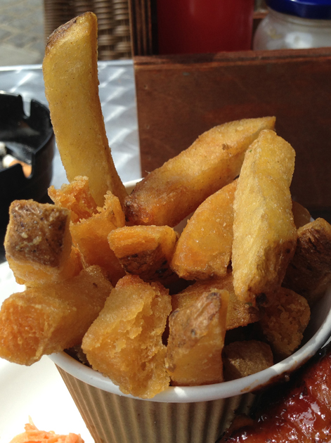 triple cooked chips at bbq whiskey beer