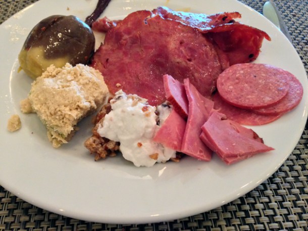 halva, muesli and beef bacon at marina plaza