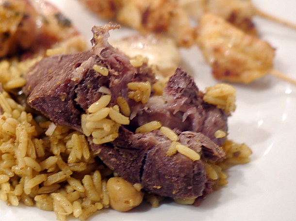stewed lamb and rice at marina plaza