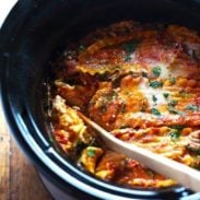 Super Easy Skinny Veggie Crockpot Lasagna - a handful of simple ingredients for a healthy family dinner. | https://past-fit.today