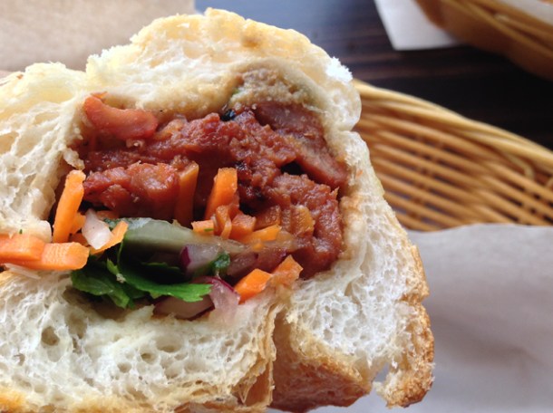 honey barbecue pork baguette at banh mi saigon